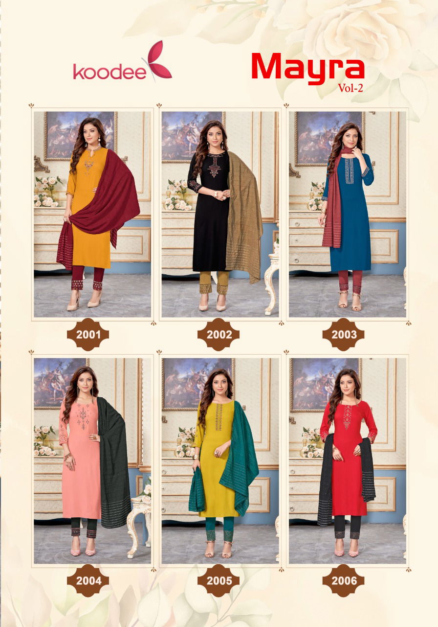 Koodee Mayra 2 Fancy Festive Wear Kurti With Bottom And Dupatta Latest Collection
